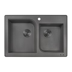 Ruvati 33 x 22 inch epiGranite Dual-Mount Granite Composite Double Bowl Kitchen Sink in Urban Gray Finish