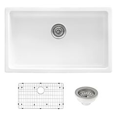 Ruvati 30-inch Fireclay Undermount / Drop-in Topmount Kitchen Sink Single Bowl, White