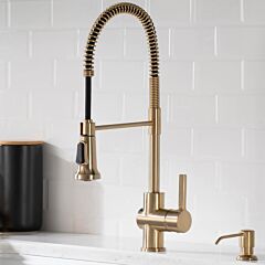 Kraus Britt Commercial Style Kitchen Faucet in Brushed Gold
