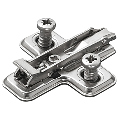 Salice 0mm Domi Snap-On 1-Cam Steel Mounting Plate with Euro Screw, Nickel-Plated