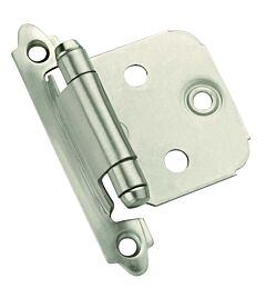 Variable Overlay Self-Closing, Exposed, Face Mount Satin Nickel Hinge - 2 Pack