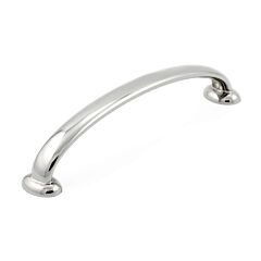 Traditional Metal Pull 5-1/16" (128mm) Center To Center, Overall length 5-21/32" (144mm) Polished Nickel Cabinet Pull / Handle