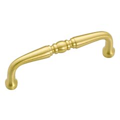 Traditional Metal Pull 3" (76mm) Center To Center, Overall length 3-13/32" (86mm) Satin Brass Cabinet Pull / Handle