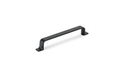 Contemporary 6-5/16" (160mm) Center to Center, Length 7-23/32" (196mm) Flat Black, L-Shapped Feet Metal Cabinet Pull/Handle