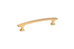 Transitional Metal Pull 5-1/16" (128mm) Center to Center, Overall Length 6-7/16" (163.5mm) Aurum Brushed Gold Cabinet Pull/ Handle