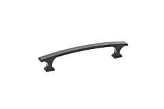 Transitional Metal Pull 5-1/16" (128mm) Center to Center, Overall Length 6-7/16" (163.5mm) Flat Black Cabinet Pull/ Handle