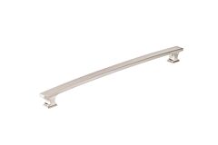 Transitional 12-5/8" (320mm) Center to Center, Length 8-21/32" (220mm) Brushed Nickel, Square Ornate Base Metal Appliance Pull/Handle