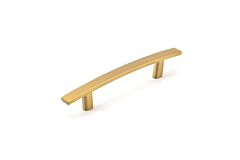 Transitional Metal Pull 3-3/4" (96mm) Center to Center, Overall Length 6-7/32" (158mm) Aurum Brushed Gold Cabinet Pull/Handle