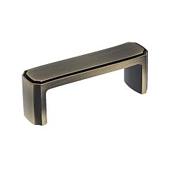 Transitional Metal Pull 3-3/4" (96mm) Center to Center, Overall Length 4-1/4" (108mm) Rustic Brass Cabinet Pull/Handle
