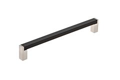 Contemporary Metal Pull 7-9/16" (192mm) Center to Center, Overall Length 8-1/16" (205mm) Flat Black and Brushed Nickel Cabinet Pull/Handle