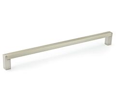 Contemporary Metal Pull 10-1/8" (256mm) Center to Center, Overall Length 10-19/32" (269mm) Brushed Nickel Cabinet Pull/Handle