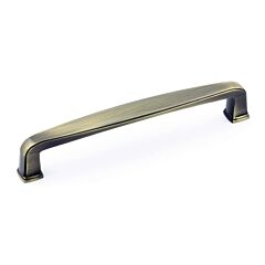 Transitional Metal Pull 5-1/16" (128mm) Center to Center, Overall Length 5-1/2" (140mm) Rustic Brass Cabinet Pull/Handle