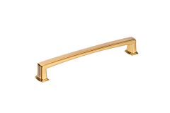 Transitional Metal Pull 12" (305mm) Center To Center, Overall length 12-15/16" (329mm) Aurum Brushed Gold Cabinet Pull / Handle