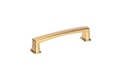 Transitional Metal Pull 5-1/16" (128mm) Center To Center, Overall length 5-19/32" (142mm) Aurum Brushed Gold Cabinet Pull / Handle