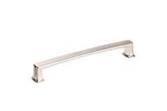 Transitional Metal Pull 7-9/16" (192mm) Center To Center, Overall length 8-1/8" (206mm) Brushed Nickel Cabinet Pull / Handle