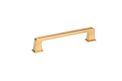 Transitional Beveled Edge 5-1/16" (128mm) Center to Center, Length 6-1/4" (158.5mm) Aurum Brushed Gold Metal Cabinet Pull/Handle