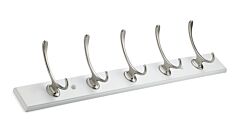 Demi Transitional Hook Rack 2-25/32" (71mm) in White and Brushed Nickel, ROKH10071WHBN