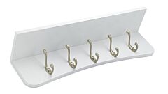 Rok Utility Hook Rack 5-7/16" (138mm) in Flat Nickel and White, ROKH373138FNWH