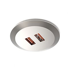 SUBBY - Module with double A-USB port, Recessed Mounting, 20W, in Steel Finish
