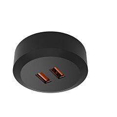 SUBBY - Module with double A-USB port, Surface Mounting, 20W, in Black Finish
