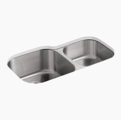 Kohler Undertone   17-7/8" (454 mm) X 17-7/8" (454 mm) undermount, Stainless Steel double-bowl kitchen sink  