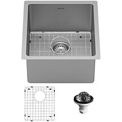 Karran Select 16-1/2" x 18" x 9" Undermount Single Bowl, Stainless Steel Bar/Prep Sink with Accessories