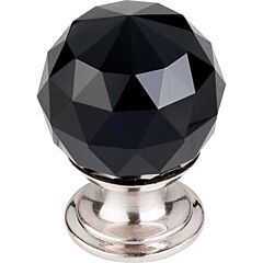 Top Knobs Black Crystal Knob Contemporary Style Brushed Satin Nickel Knob, 1-1/8 Inch Diameter