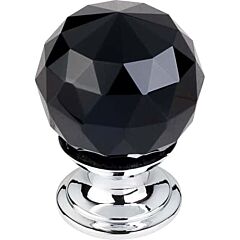 Top Knobs Black Crystal Knob Contemporary Style Polished Chrome Knob, 1-1/8 Inch Diameter