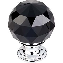 Top Knobs Black Crystal Knob Contemporary Style Polished Chrome Knob, 1-3/8 Inch Diameter