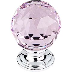 Top Knobs Pink Crystal Knob Contemporary Style Polished Chrome Knob, 1-1/8 Inch Diameter