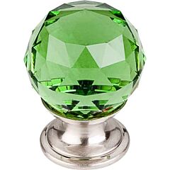 Top Knobs Green Crystal Knob Contemporary Style Brushed Satin Nickel Knob, 1-1/8 Inch Diameter