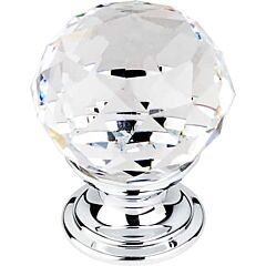 Top Knobs Clear Crystal Knob Contemporary Style Polished Chrome Knob, 1-1/8 Inch Diameter