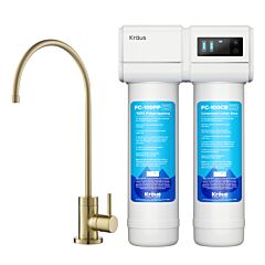 Kraus Purita 2-Stage Under-Sink Filtration System with Single Handle Drinking Water Filter Faucet in Brushed Gold