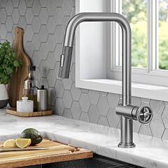 Kraus Urbix Industrial Pull-Down Single Handle Kitchen Faucet in Spot Free Stainless Steel



