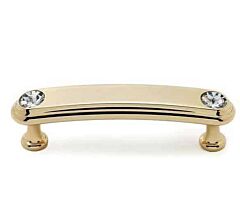 Alno Crystal 3" (76mm) Hole Centers, 3-3/4" (96mm) Overall Length Cabinet Hardware Pull / Handle, Gold