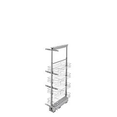 Chrome Basket 10 in Pantry Pullout Soft Close, 11-9/16 to 13-13/16 X 21-5/8 X 43-3/8 to 50-3/4 in