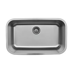 Karran U Series 30-1/2" x 18-3/8" x 9-3/4" Undermount Large Single Bowl, Stainless Steel Kitchen Sink