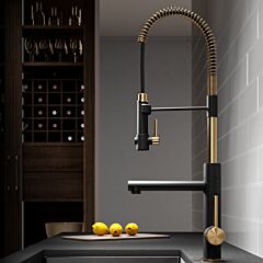 Kraus Artec Pro Commercial Style Pre-Rinse Kitchen Faucet in Brushed Gold / Matte Black