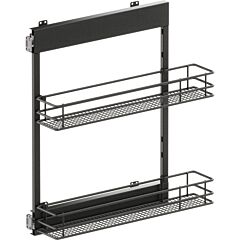 Vauth Sagel 4.09" 2-Tier Saphir Wire Base Cabinet Organizer with Soft-Closing, Carbon Steel Gray, 25.5" High