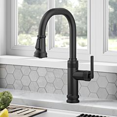 Kraus Allyn Industrial Pull-Down Single Handle Kitchen Faucet in Matte Black