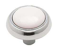 Allison Value 1-3/16 in (30 mm) Diameter White/Polished Chrome Cabinet Knob