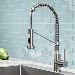 Kraus Bolden Commercial Style Pull-Down Single Handle 18-Inch Kitchen Faucet in Stainless Steel