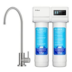 Kraus Purita 2-Stage Under-Sink Filtration System with Single Handle Drinking Water Filter Faucet in Spot Free Stainless Steel