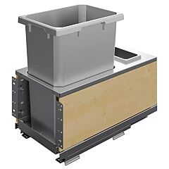 Vauth Sagel 35 Qt Single Bin Bottom-Mount Planero Waste Container Pullout with Soft-Closing and Maple Side Panel, Platinum