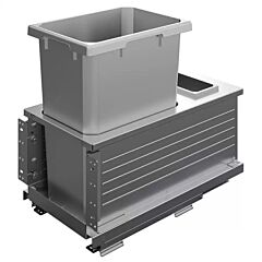Vauth Sagel 50 QT Single Bin, Bottom Mount Planero Waste Container Pull-Outs w/ Soft-Closing, Platinum