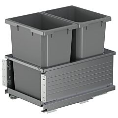 Vauth Sagel 50 QT Double Bin, Bottom-Mount Planero Waste Container Pullout with Soft-Closing, Gray