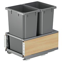 Vauth Sagel 50 QT Double Bin Bottom-Mount Planero Waste Container Pullout with Soft-Closing and Maple Side Panel, Gray