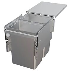 Vauth Sagel 31 QT Double Bin Top Mount Waste Container Pullout with 1-1/2" Face Frame for 15" Cabinet Opening, Platinum