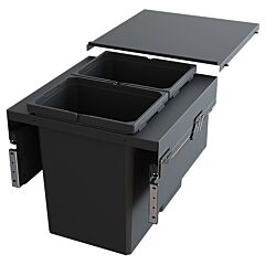 Vauth Sagel 31 QT Double Bin Top-Mount Waste Container Pullout with Soft-Closing for Frameless, Gray, 19-31/64" Width