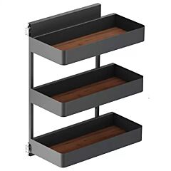 Vauth Sagel 10.05" 3-Tier Planero Base Cabinet Organizer with Soft-Closing for 12" Cabinet Opening, Walnut, 30.5" High